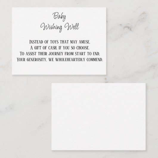 Carte D'accompagnement Contribution Monétaire Bébé Wishing well (Devant / Derrière)