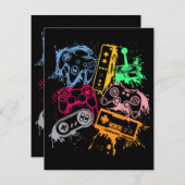 Carte D'accompagnement Contrôleurs de console de jeu vidéo Retro 80's 90' (Devant / Derrière)