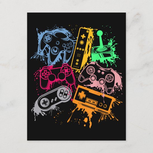 Carte D'accompagnement Contrôleurs de console de jeu vidéo Retro 80's 90' (Devant)