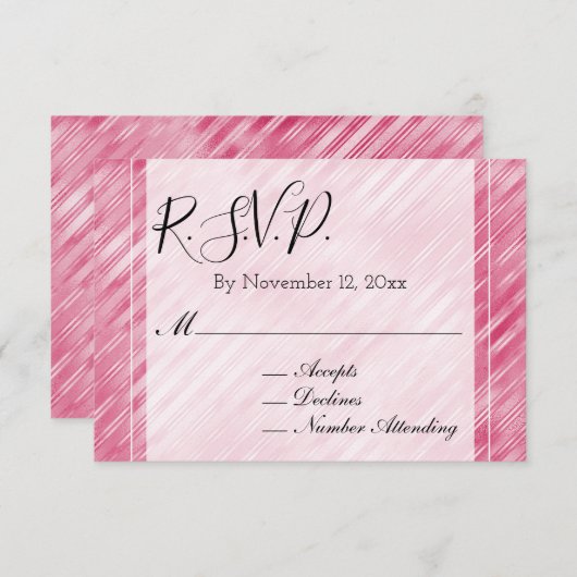 Carte D'accompagnement Cool rose glam rayures mariage RSVP (Devant / Derrière)