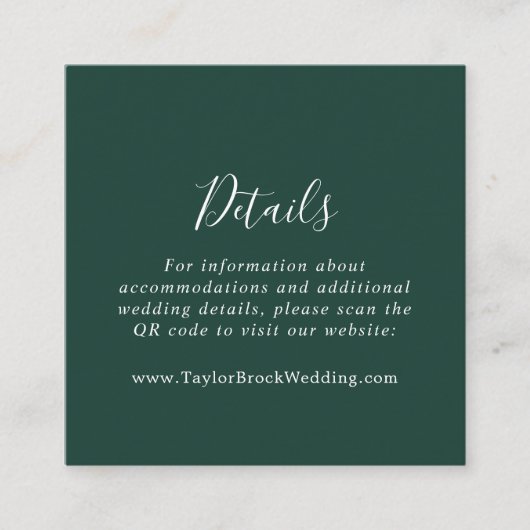 Carte D'accompagnement Coordonnées Emerald Greenery Détails du code QR (Devant)