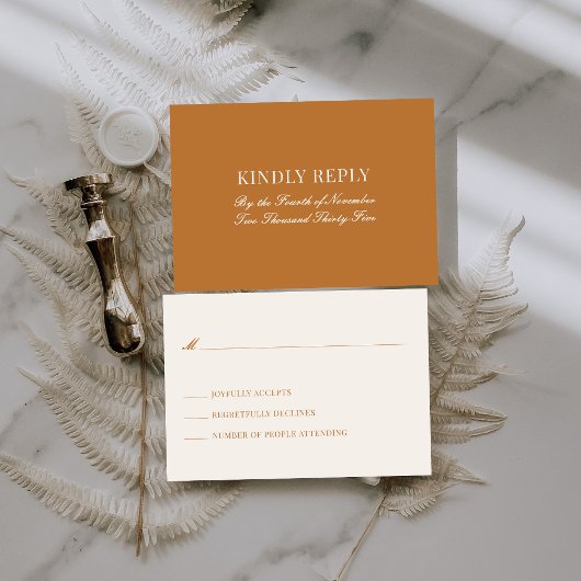 Carte D'accompagnement Copper Light Brown Old Money Wedding Mail In RSVP