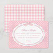 Carte D'accompagnement Coquette à nœud en vichy rose Partage une recette (Devant / Derrière)