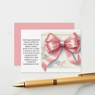 Carte D'accompagnement Coquette Baby shower Bow rose Livres pour bébé