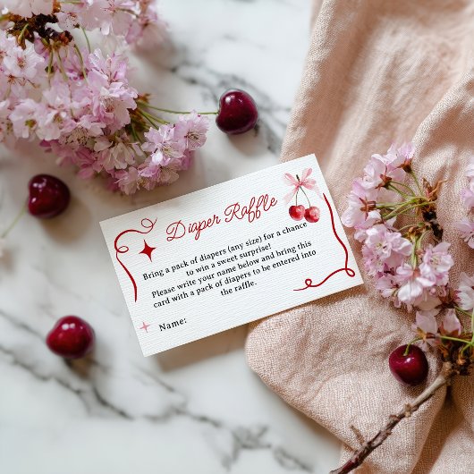 Carte D'accompagnement Coquette Baby shower rose cerisier Raffle de couch