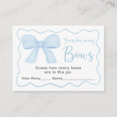 Carte D'accompagnement Coquette Blue Bow Baby shower Devine Combien De Je (Devant)