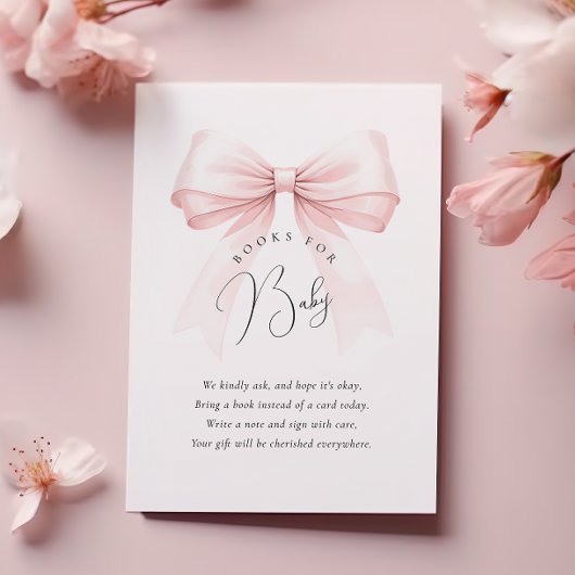 Carte D'accompagnement Coquette Bow Baby shower Bow Livres pour bébé