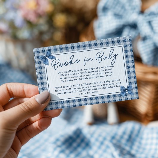 Carte D'accompagnement Coquette Bow Blue Jeans Denim Books Baby shower