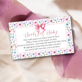 Carte D'accompagnement Coquette Bow Fleur sauvage Floral Book Request Car