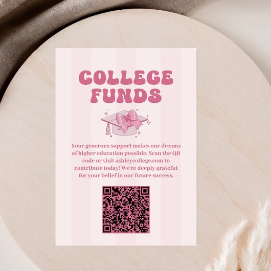 Carte D'accompagnement Coquette Bow Graduation College Fonds