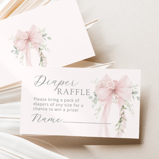 Carte D'accompagnement Coquette Bow Greenery Diaper raffle