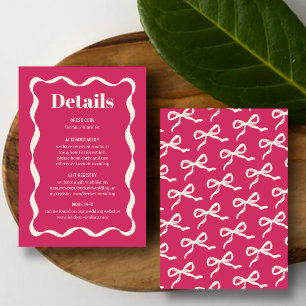 Carte D'accompagnement Coquette Bow Retro Mariage Détail