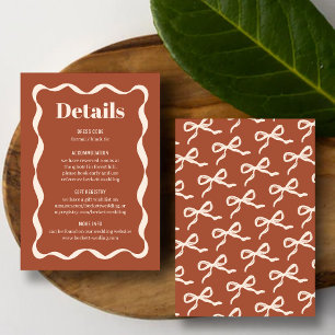 Carte D'accompagnement Coquette Bow Retro Mariage Détail