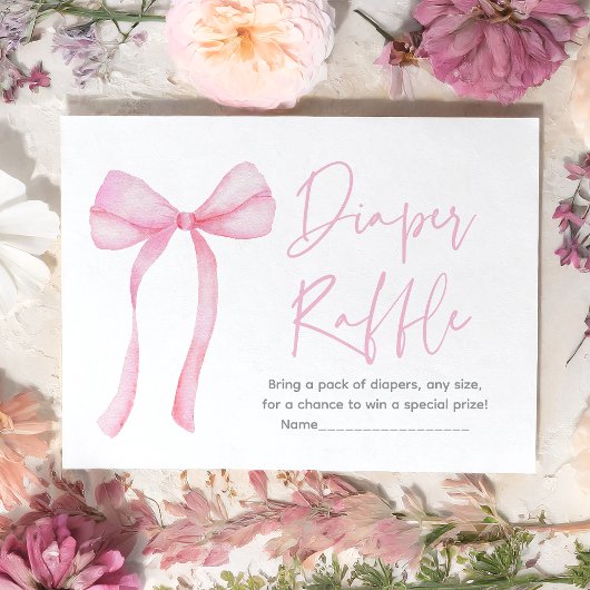 Carte D'accompagnement Coquette Bow rose Baby shower Déchets Raffin