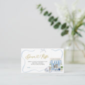 Carte D'accompagnement Coquette Café parisien French Blue Diaper Raffle E (Debout devant)