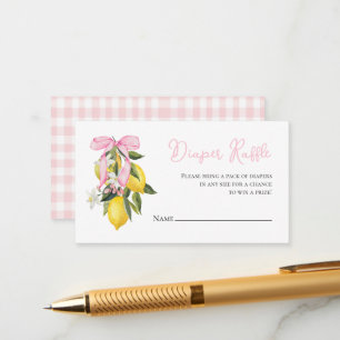Carte D'accompagnement Coquette citron rose Bow baby shower Déchets Raffi