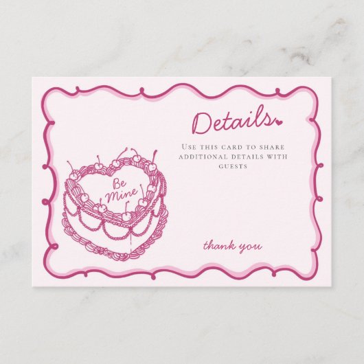 Carte D'accompagnement Coquette Coeur rose - Détails du gâteau de cerise  (Devant)