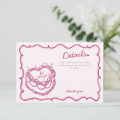 Carte D'accompagnement Coquette Coeur rose - Détails du gâteau de cerise  (Debout devant)