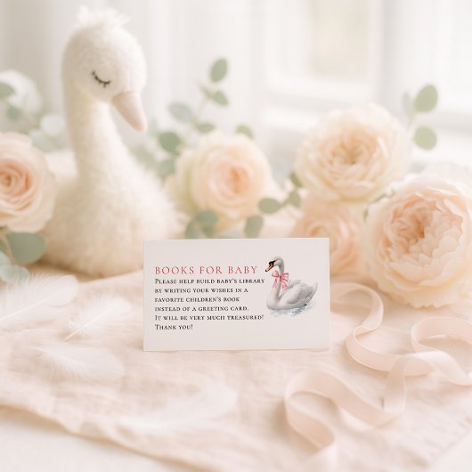 Carte D'accompagnement Coquette cygne et rose pour le Baby shower