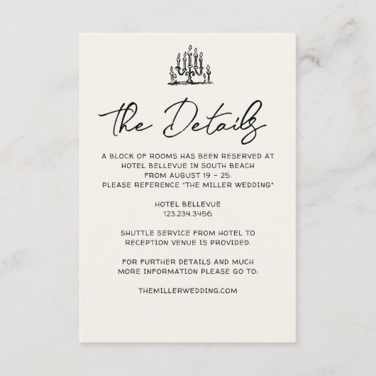 Carte D'accompagnement Coquette dessinée à la main Mariage de script roma (Devant)