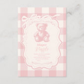 Carte D'accompagnement Coquette Gingham Teddy Français Tirage de Couches (Devant)