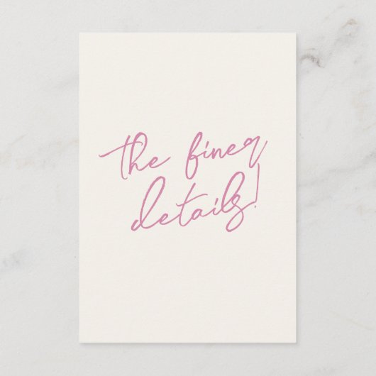 Carte D'accompagnement Coquette manuscrite rose Mariage romantique tendan (Dos)