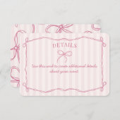 Carte D'accompagnement Coquette rose Bow Détails Pastel Insérer (Devant / Derrière)