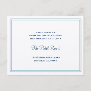 Carte D'accompagnement Coquillage bleu mariage réception de mariage