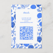 Carte D'accompagnement Coquillages Fête de Mariage Chic Bleu Plage QR PER (Devant)