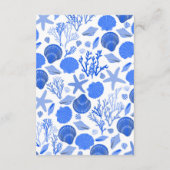 Carte D'accompagnement Coquillages Fête de Mariage Chic Bleu Plage QR PER (Dos)