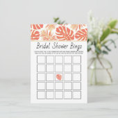 Carte D'accompagnement Corail tropical feuille nuptiale jeu de bingo (Debout devant)