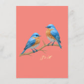 Carte D'accompagnement Coral doux Lovebirds Romantique Bluebirds Mariage (Dos)