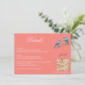 Carte D'accompagnement Coral doux Lovebirds Romantique Bluebirds Mariage (Debout devant)