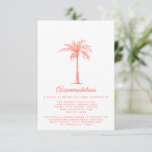 Carte D'accompagnement Coral Palm Tree Beach Mariage Hébergements (Debout devant)
