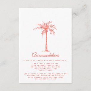 Carte D'accompagnement Coral Palm Tree Beach Mariage Hébergements