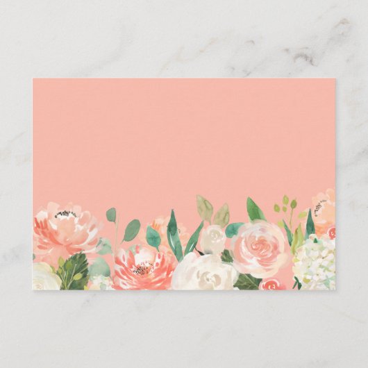 Carte D'accompagnement Coral Peach Floral Détails Mariage Réception (Dos)
