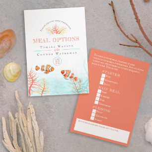 Carte D'accompagnement Coral poisson tropical océan options de repas mari