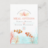 Carte D'accompagnement Coral poisson tropical océan options de repas mari (Devant)