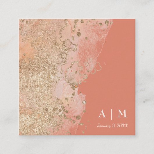 Carte D'accompagnement Coral rose plage moderne Mariage QR Code (Devant)