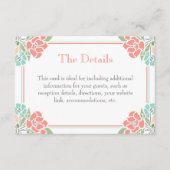 Carte D'accompagnement Coral Turquoise vert moderne Mariage floral (Devant)