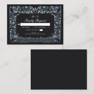Carte D'accompagnement Corbeau gothique enchanté Mariage floral Argent RS