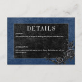 Carte D'accompagnement Corbeau noir gothique & Roses noirs Bleu Détails (Devant)