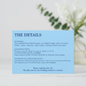 Carte D'accompagnement Cornflower Blue QR Code Détails du Mariage (Debout devant)