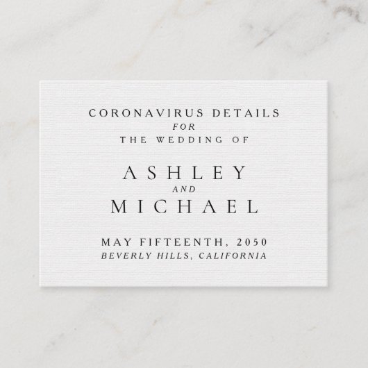 Carte D'accompagnement Coronavirus noir et blanc simple E (Devant)