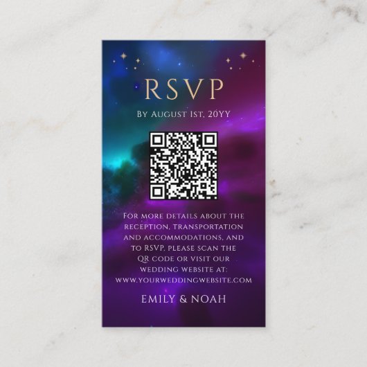 Carte D'accompagnement Cosmétique violet Turquoise budget QR Code RSVP ph (Devant)