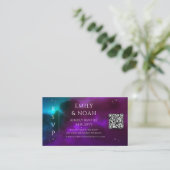 Carte D'accompagnement Cosmétique violet Turquoise budget QR Code RSVP ph (Debout devant)