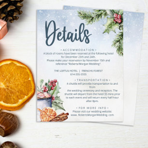 Carte D'accompagnement Cosy Winter Hot Cocaca Mariage neige Détails