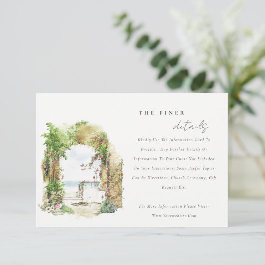 Carte D'accompagnement Côte Floral Arch Beach Seascape Mariage détails (Debout devant)