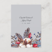 Carte D'accompagnement Coton d'hiver Dusty Blue Red Berries Mariage (Dos)