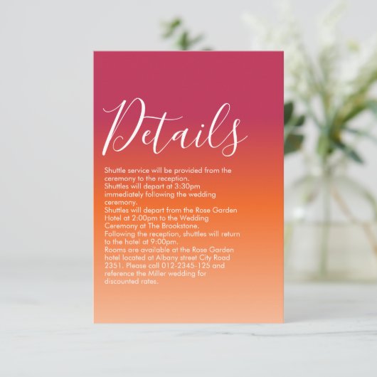 Carte D'accompagnement Coucher de soleil Orange Peach Maroon Script moder (Debout devant)